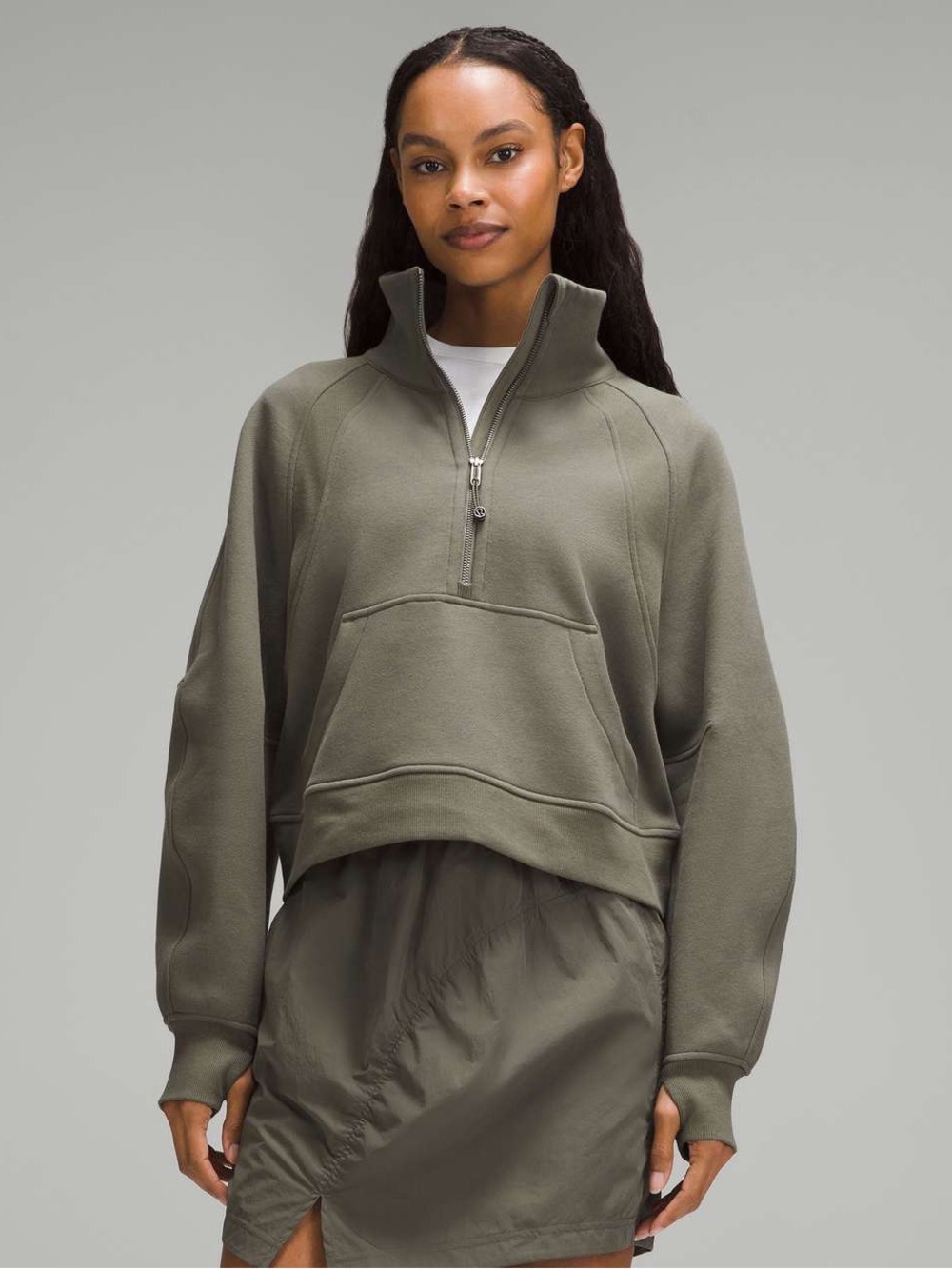 Lululemon Scuba Oversized Funnel-Neck Half Zip Pullover - Army Green